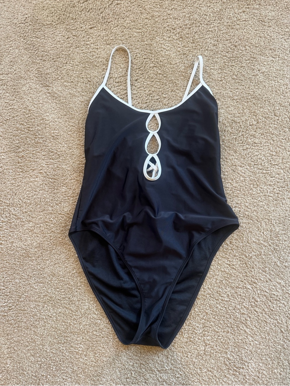 Black One-Piece Swimsuit with White Trim